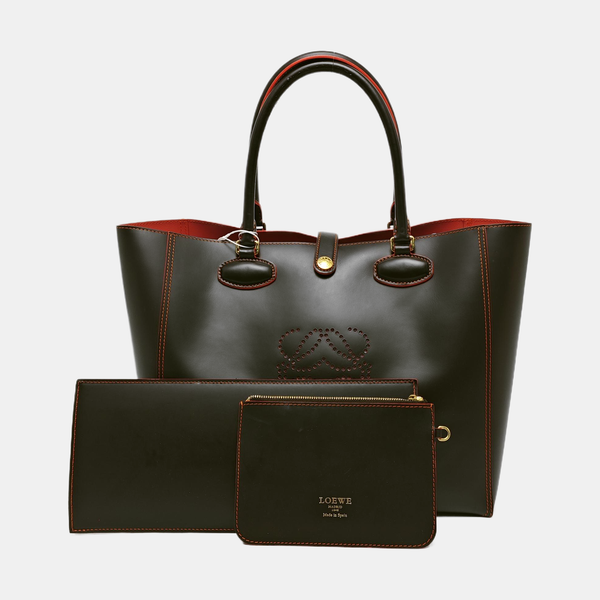 Monogram Calfskin Tote Bag Brown