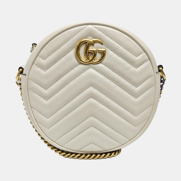 GG Marmont Mini Quilted Calfskin White