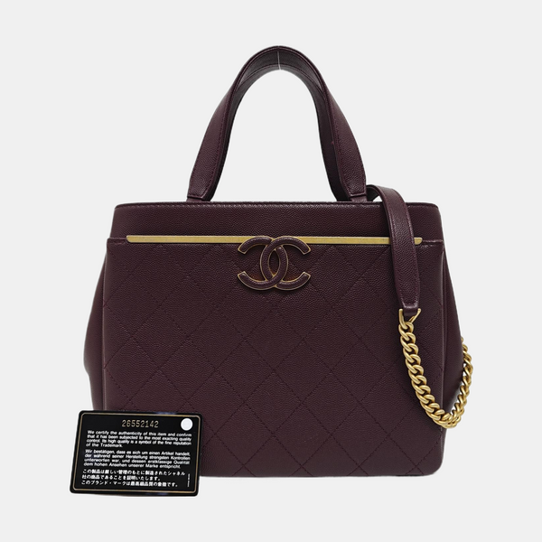 Quilted Grained Calfskin Shoulder Bag Red