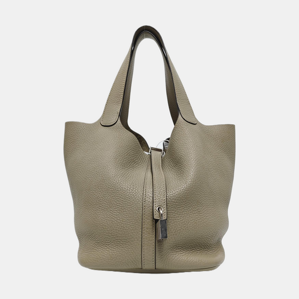 Authenticated pre-owned  Picotin Lock 22 Clemence Green - Bucket Bag at Looply