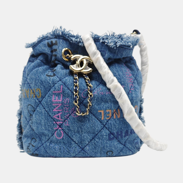 Quilted Denim Shoulder Bag Blue