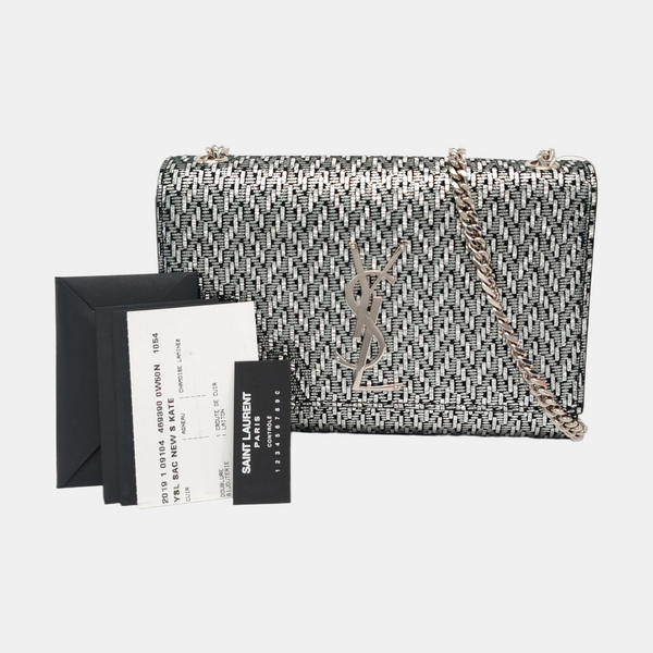 Authenticated pre-owned  KATE Small Calfskin Silver - Shoulder Bag at Looply