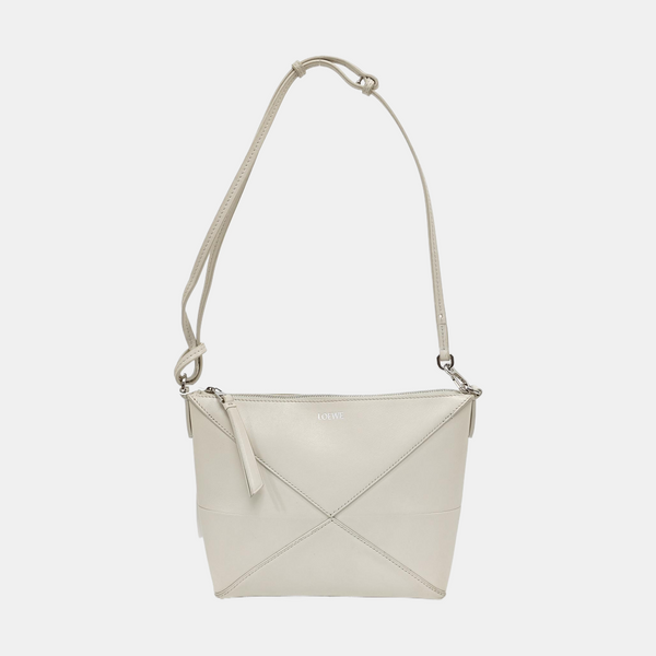 Puzzle Fold Mini Quilted Calfskin White