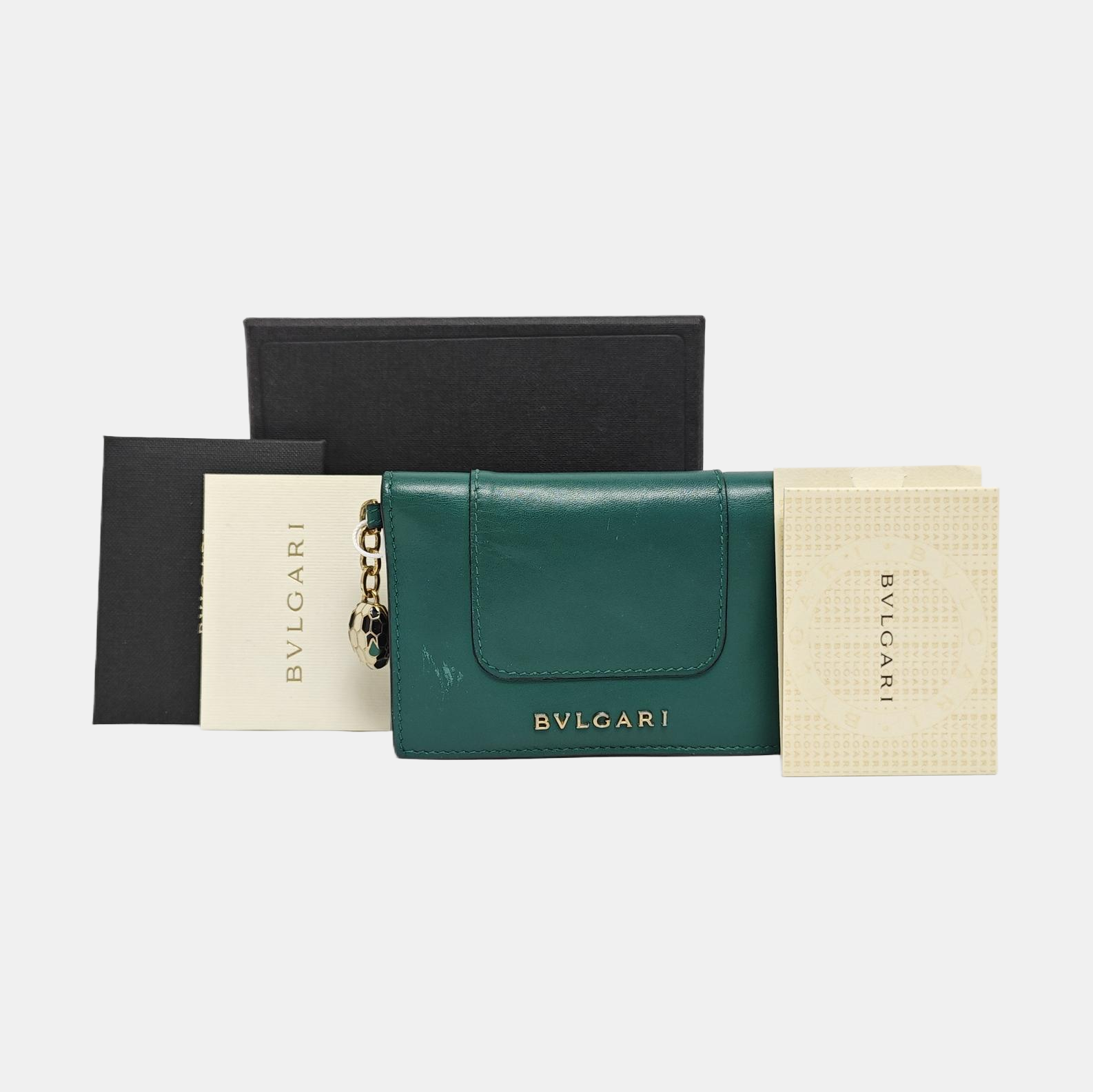 SERPENTI FOREVER Calfskin Green Card Holder