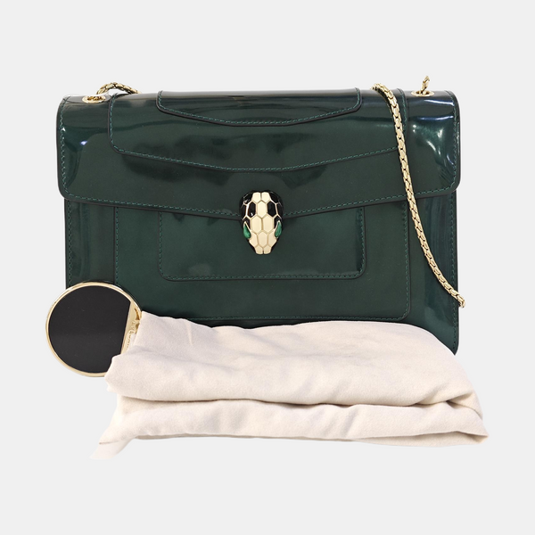 SERPENTI FOREVER Quilted Patent Leather Green