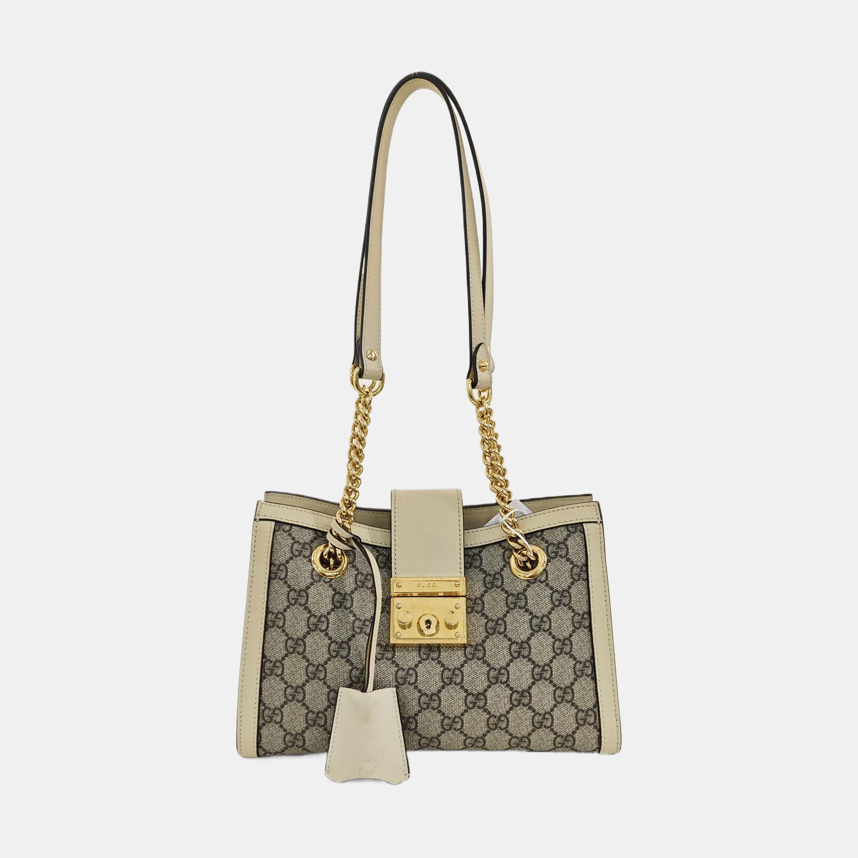 Padlock Small Monogram Coated Canvas Beige