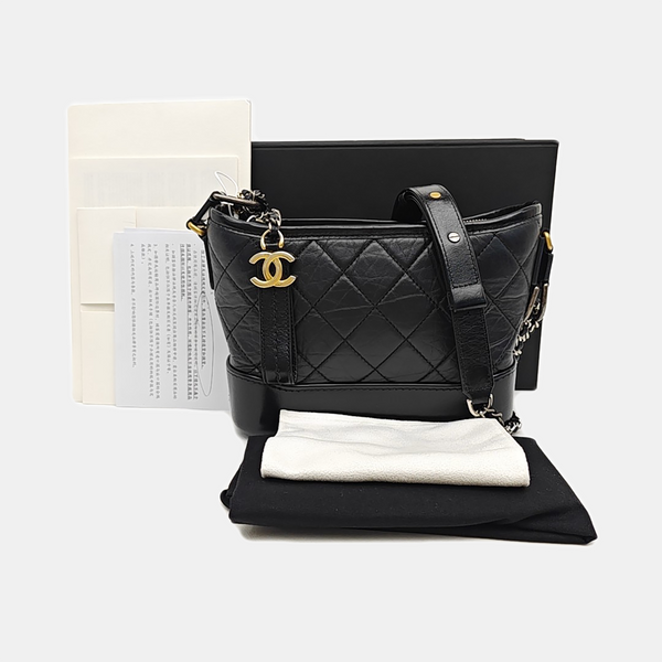 GABRIELLE Becerro Vintage Acolchado Pequeño Negro