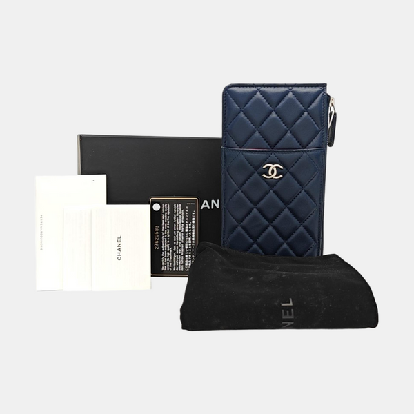Quilted Lambskin Wallet Blue