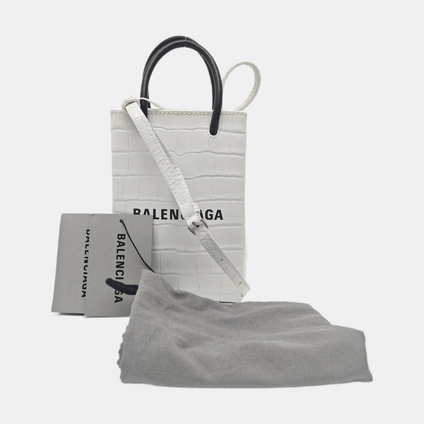 Shopping Bag Small Calfskin White