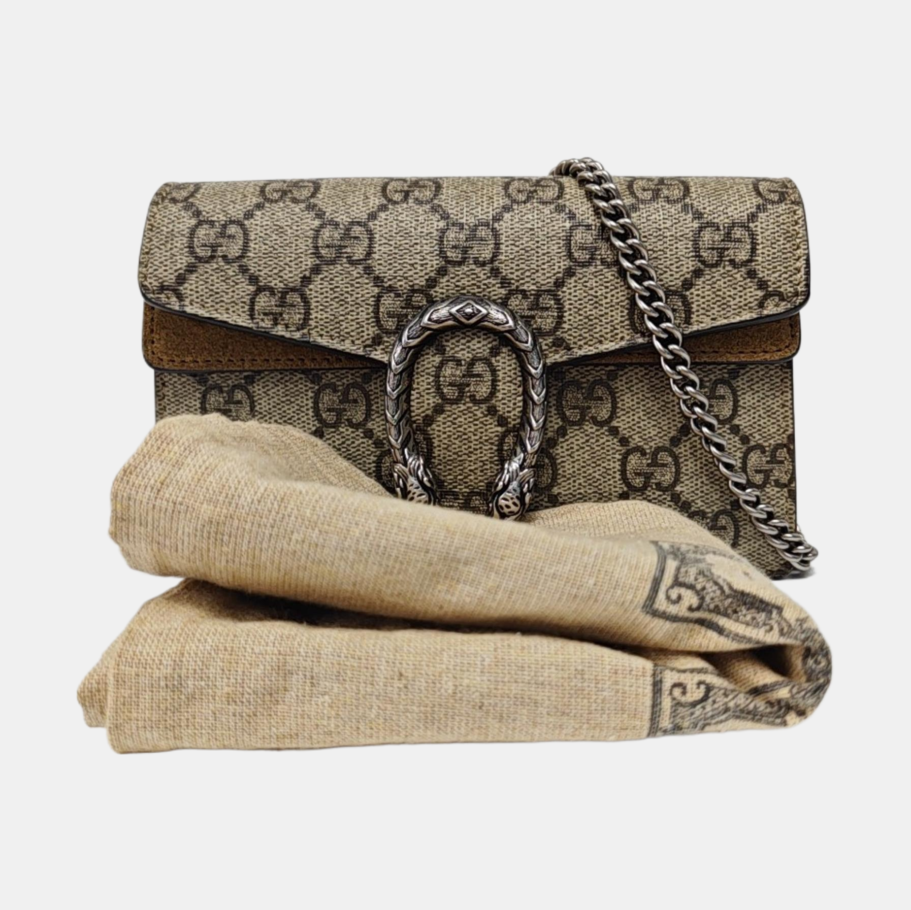 Dionysus Super Mini Monogram Lona Revestida Beige