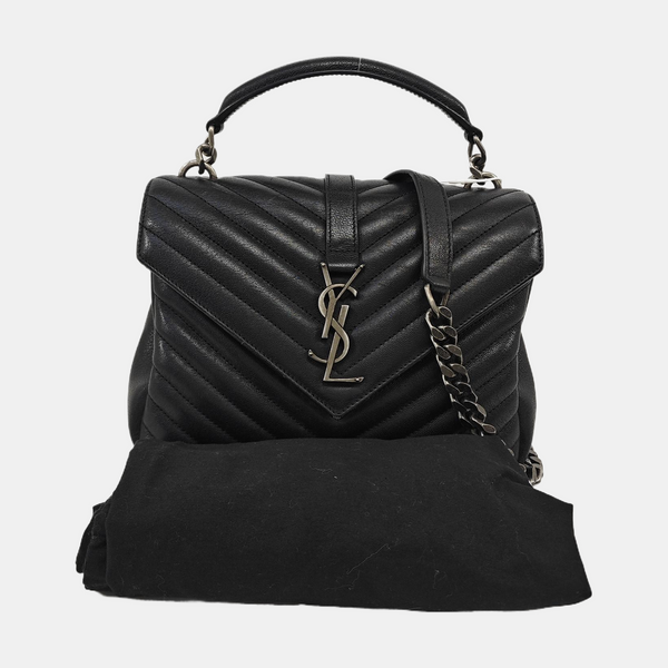 COLLEGE Medium Chevron Lambskin Black