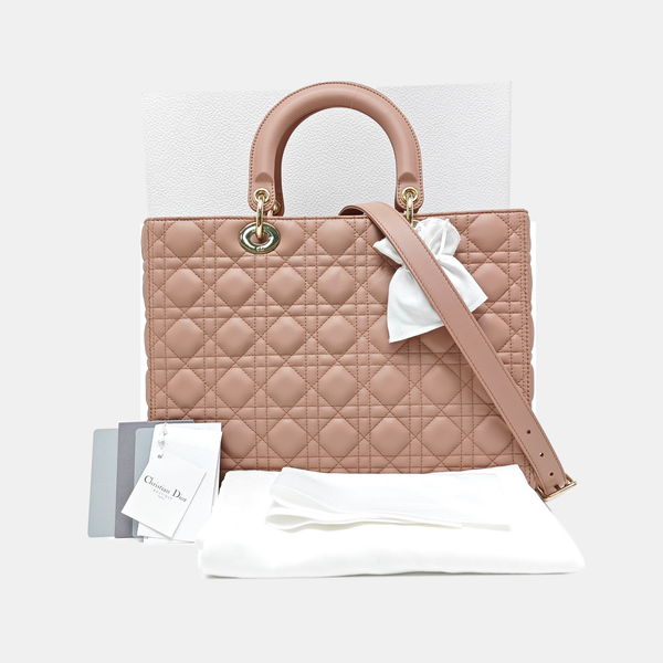 Lady Dior Large Cannage Lambskin Pink
