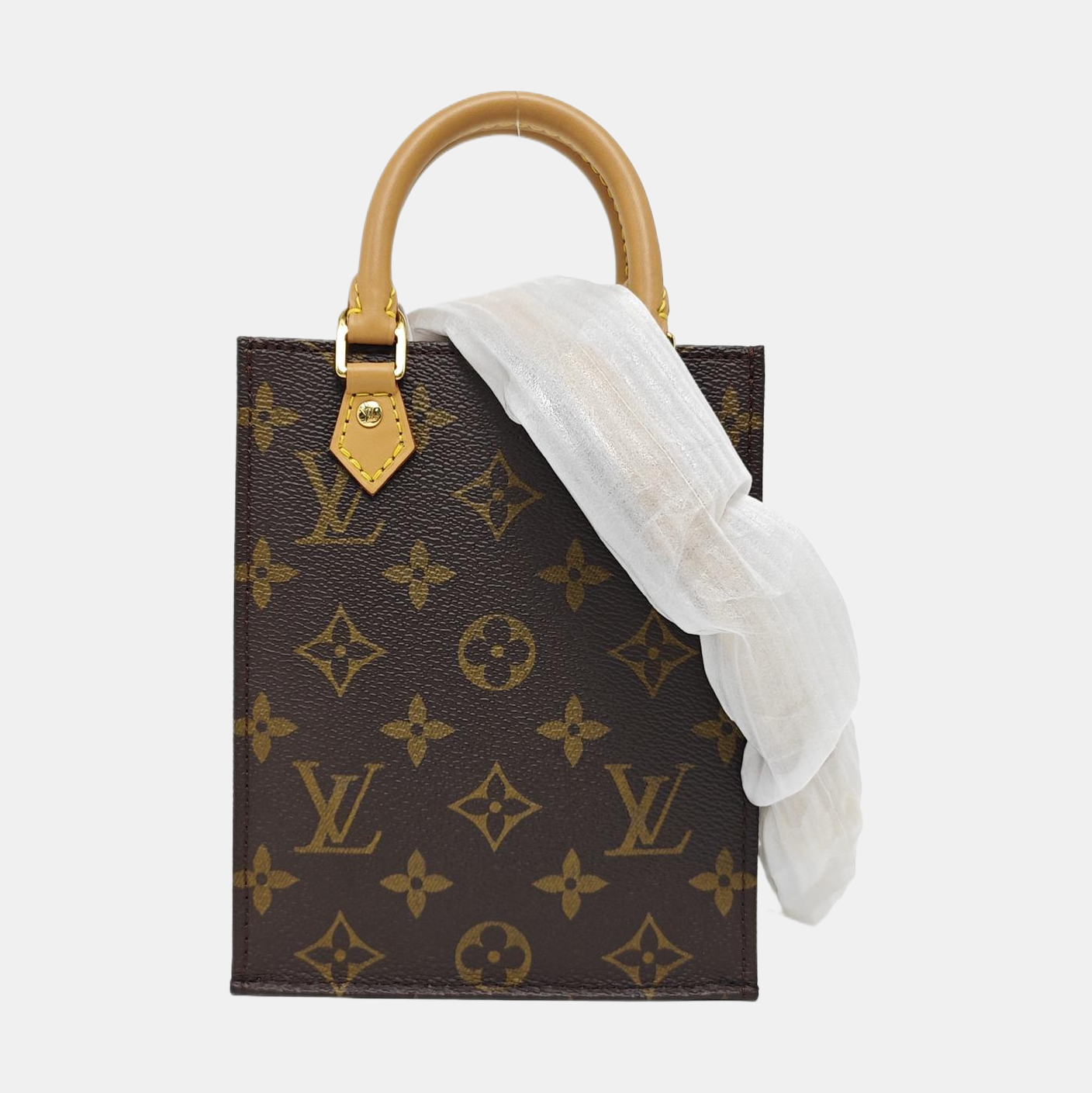 SAC PLAT Mini Monogram Coated Canvas Brown