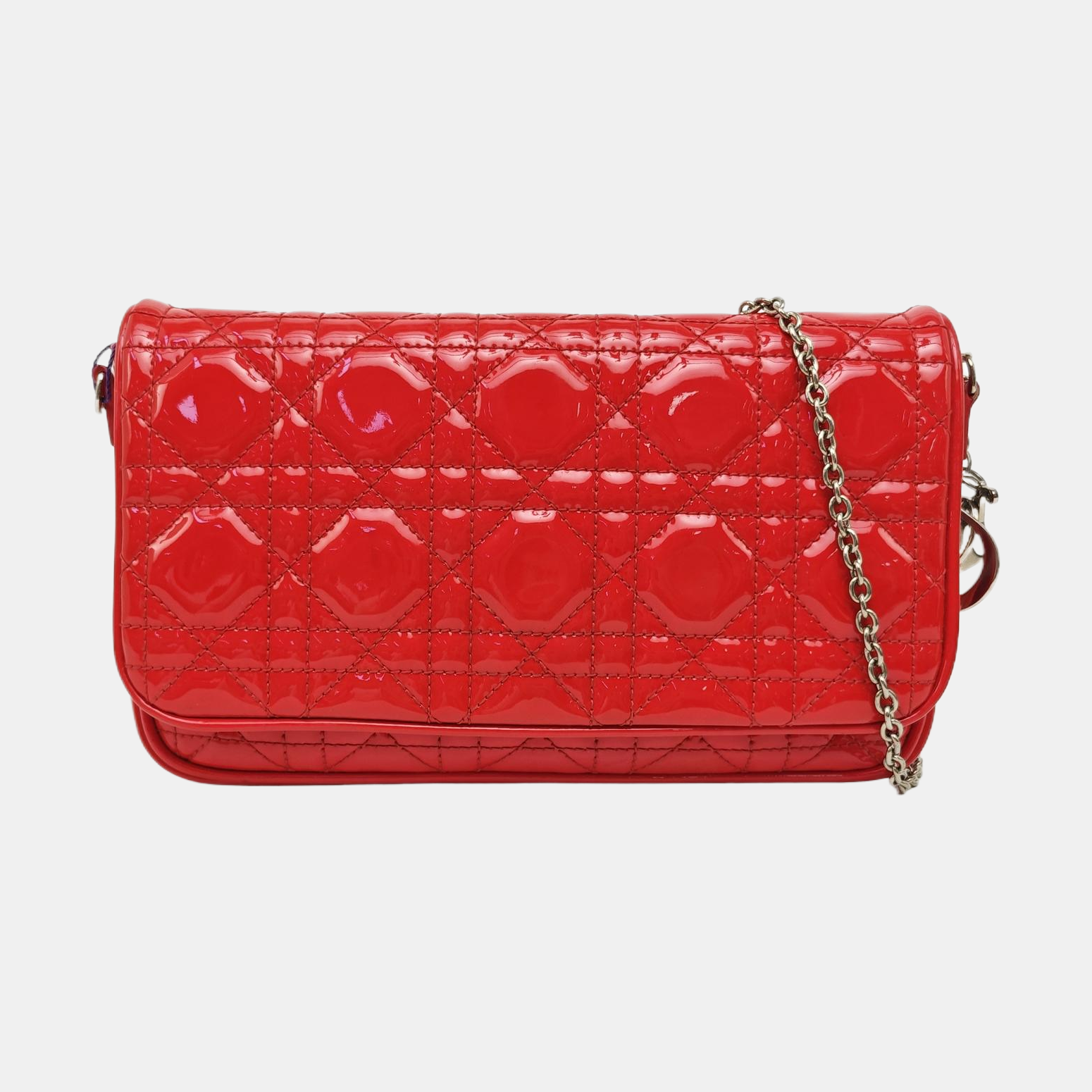 Lady Dior Small Quilted Patent Leather Red