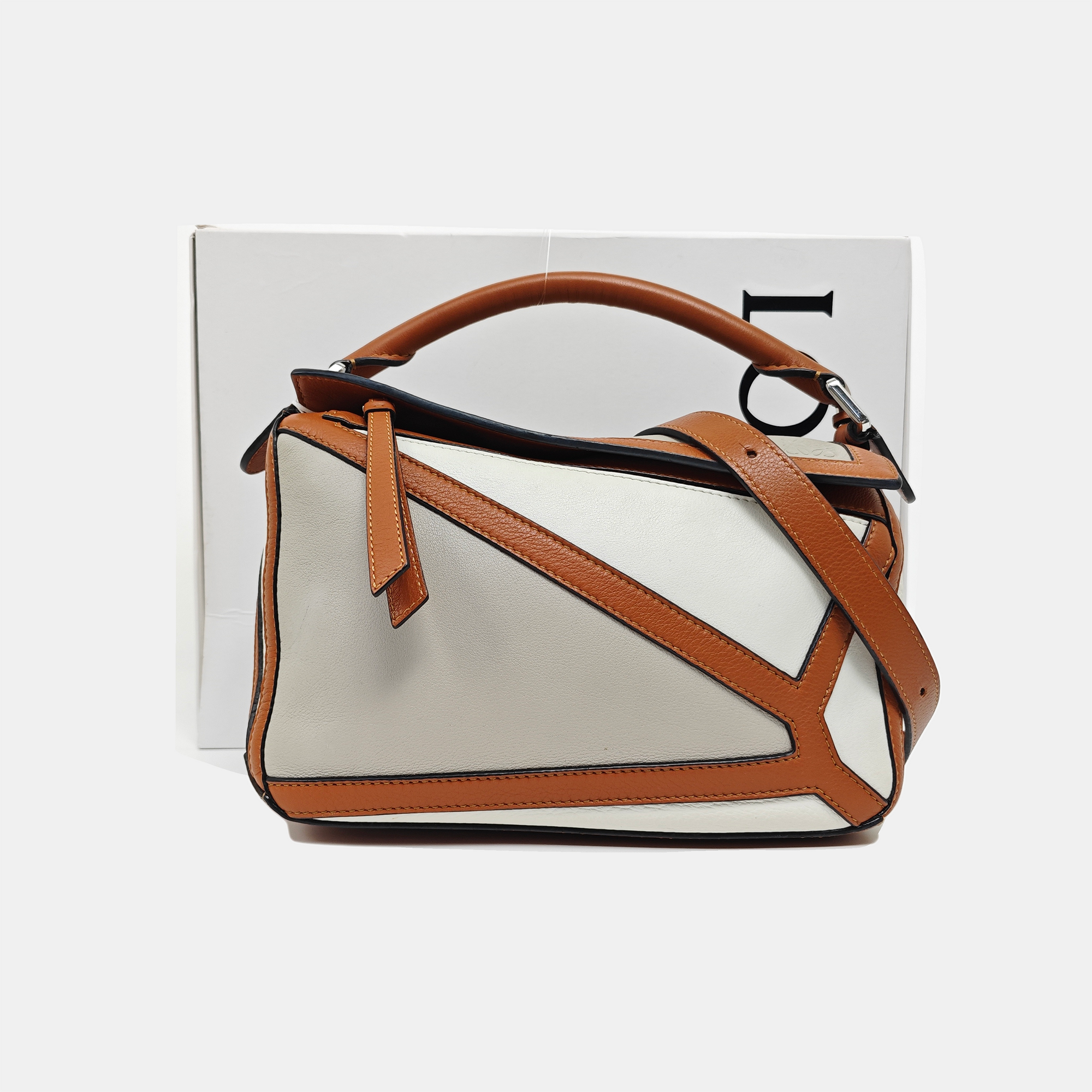 Puzzle Small Calfskin White