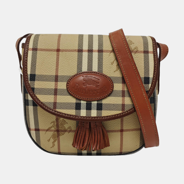Coated Canvas Crossbody Bag Beige