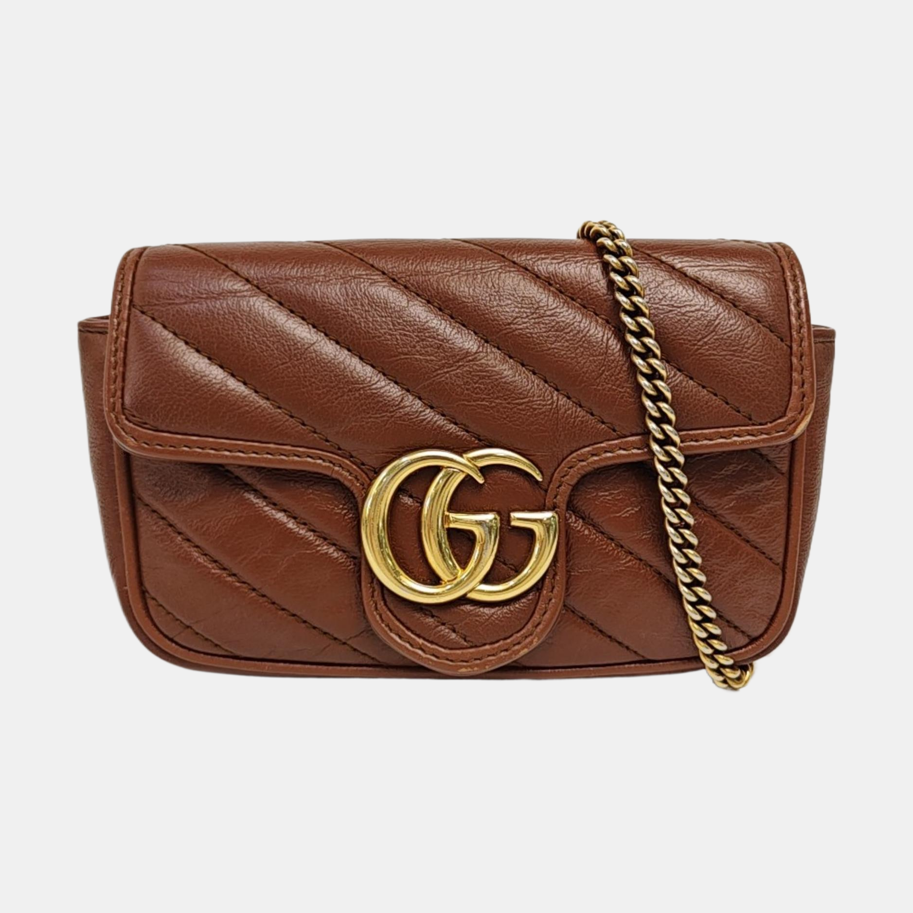GG Marmont Mini Quilted Calfskin Brown