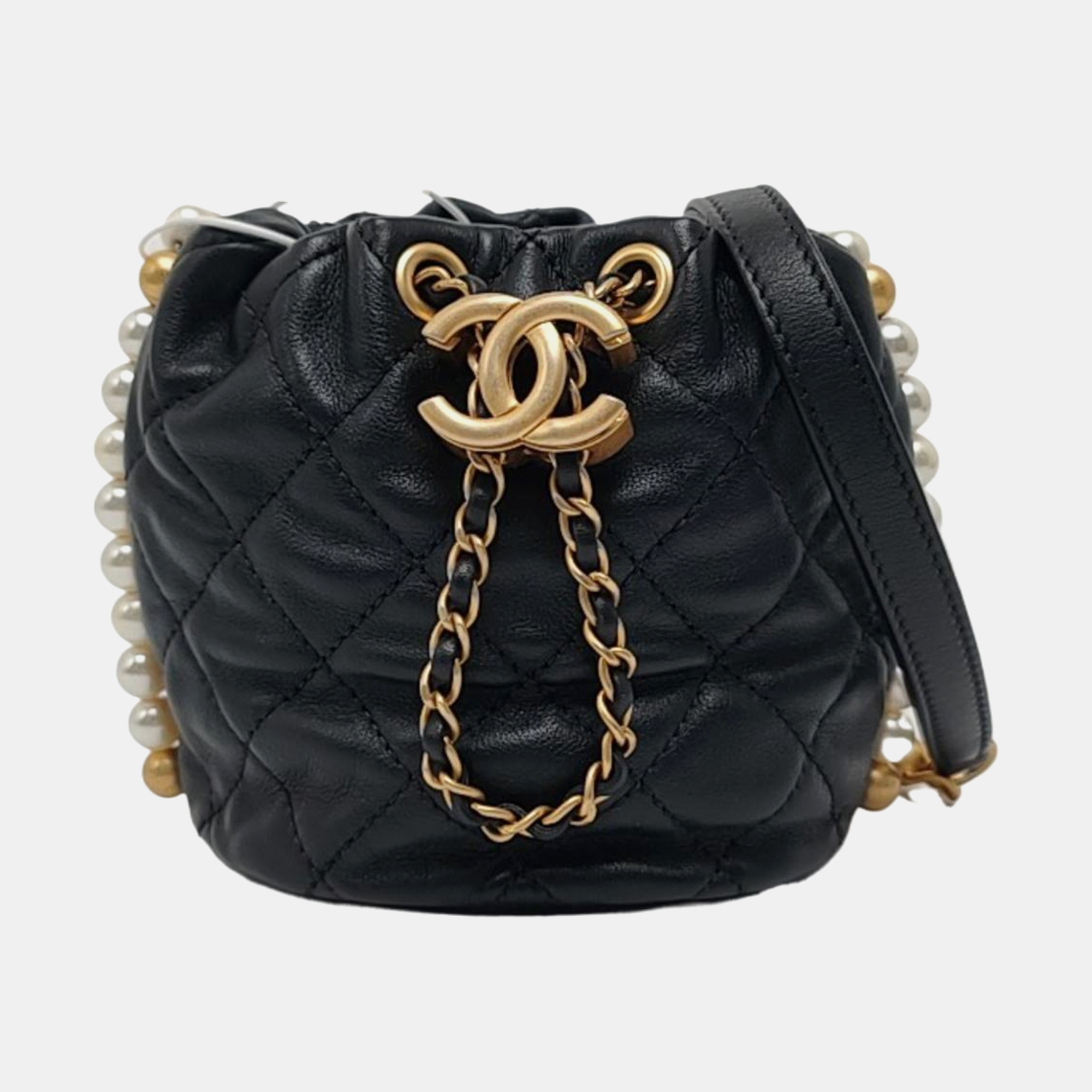 DRAWSTRING Mini Quilted Calfskin Black