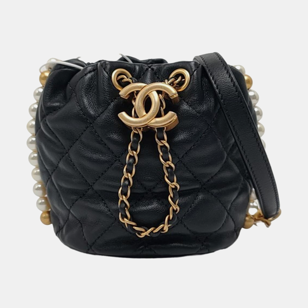 DRAWSTRING Mini Quilted Calfskin Black