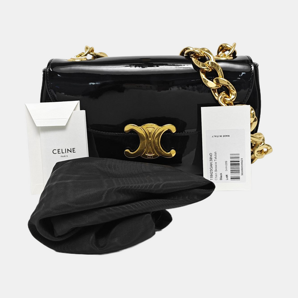 TRIOMPHE Small Patent Calfskin Black