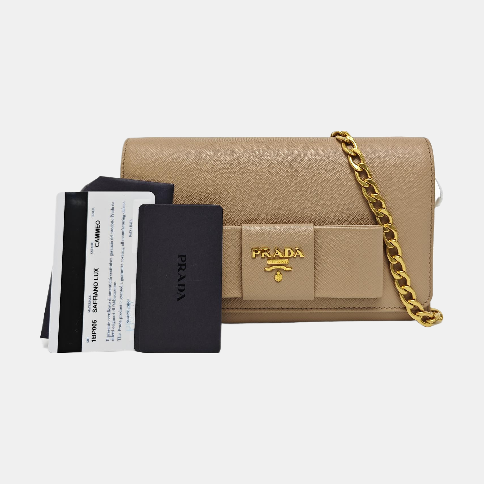 Fiocco Bow Saffiano Calfskin Beige
