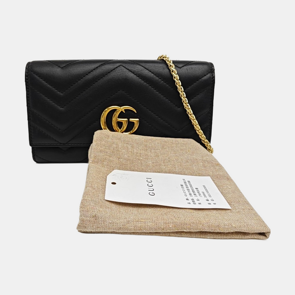 GG Marmont Super Mini Quilted Calfskin Black Wallet