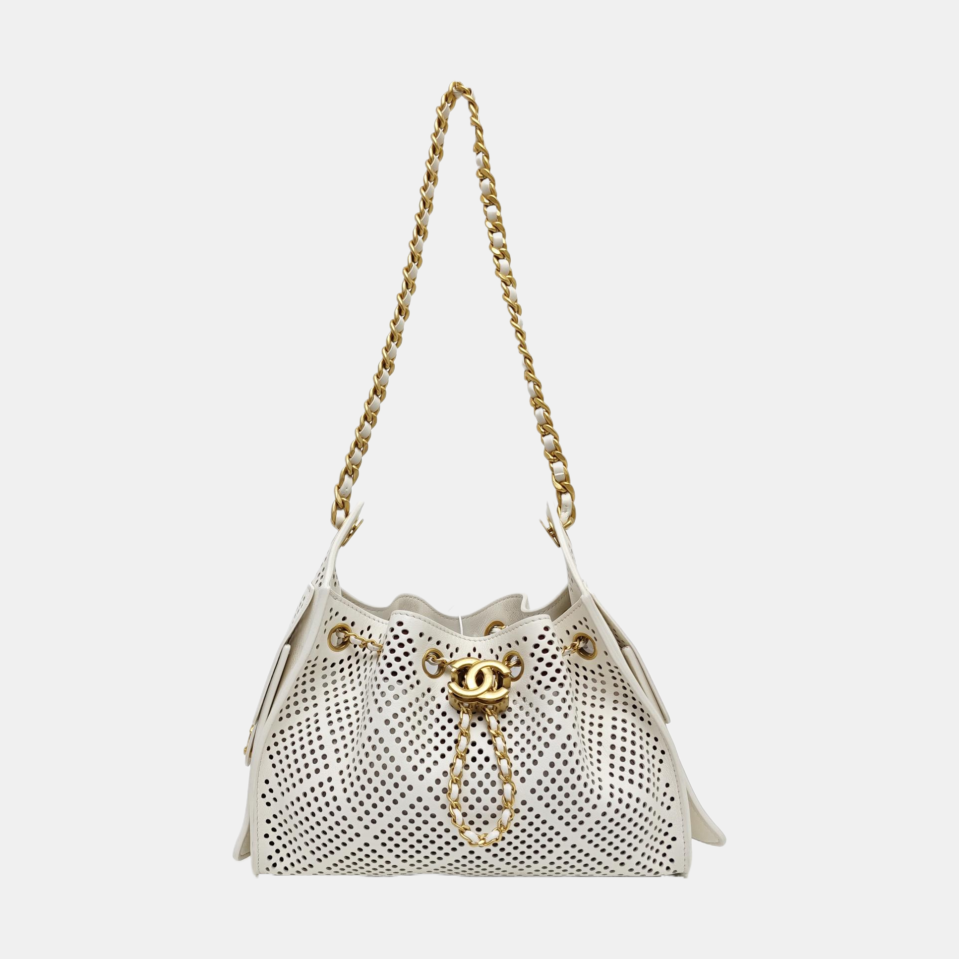 CHANEL 25 Mini Calfskin White