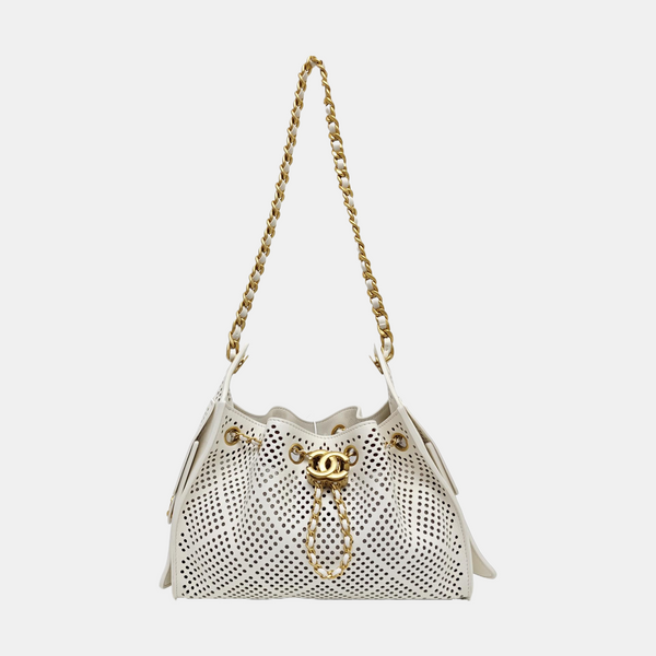 CHANEL 25 Mini Calfskin White