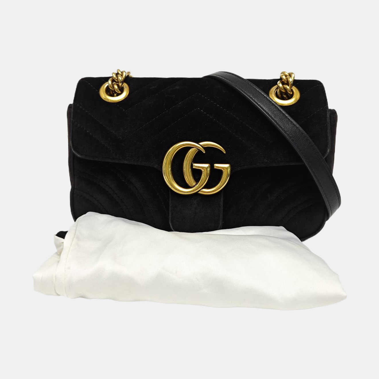 GG Marmont Small Quilted Velvet Black