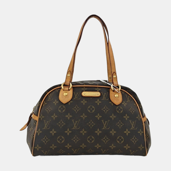 MONTORGUEI PM Monogram Coated Canvas Brown