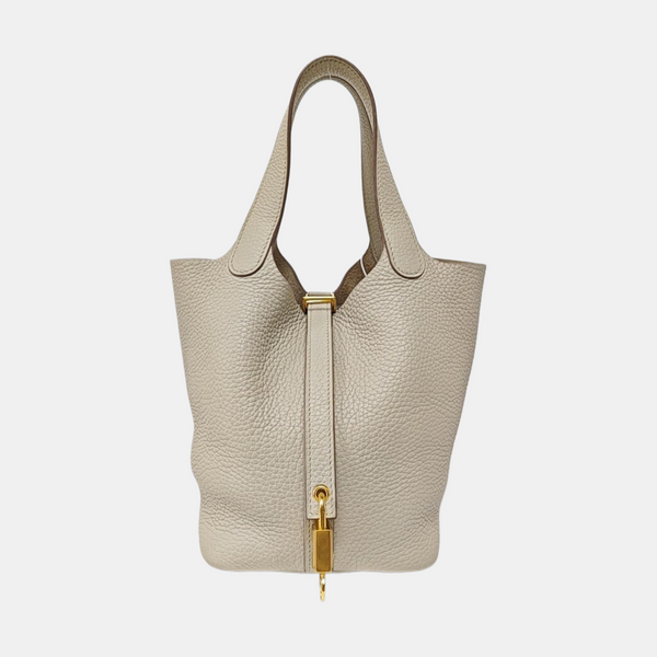 Authenticated pre-owned  Picotin Lock 18 Clemence White - Bucket Bag at Looply