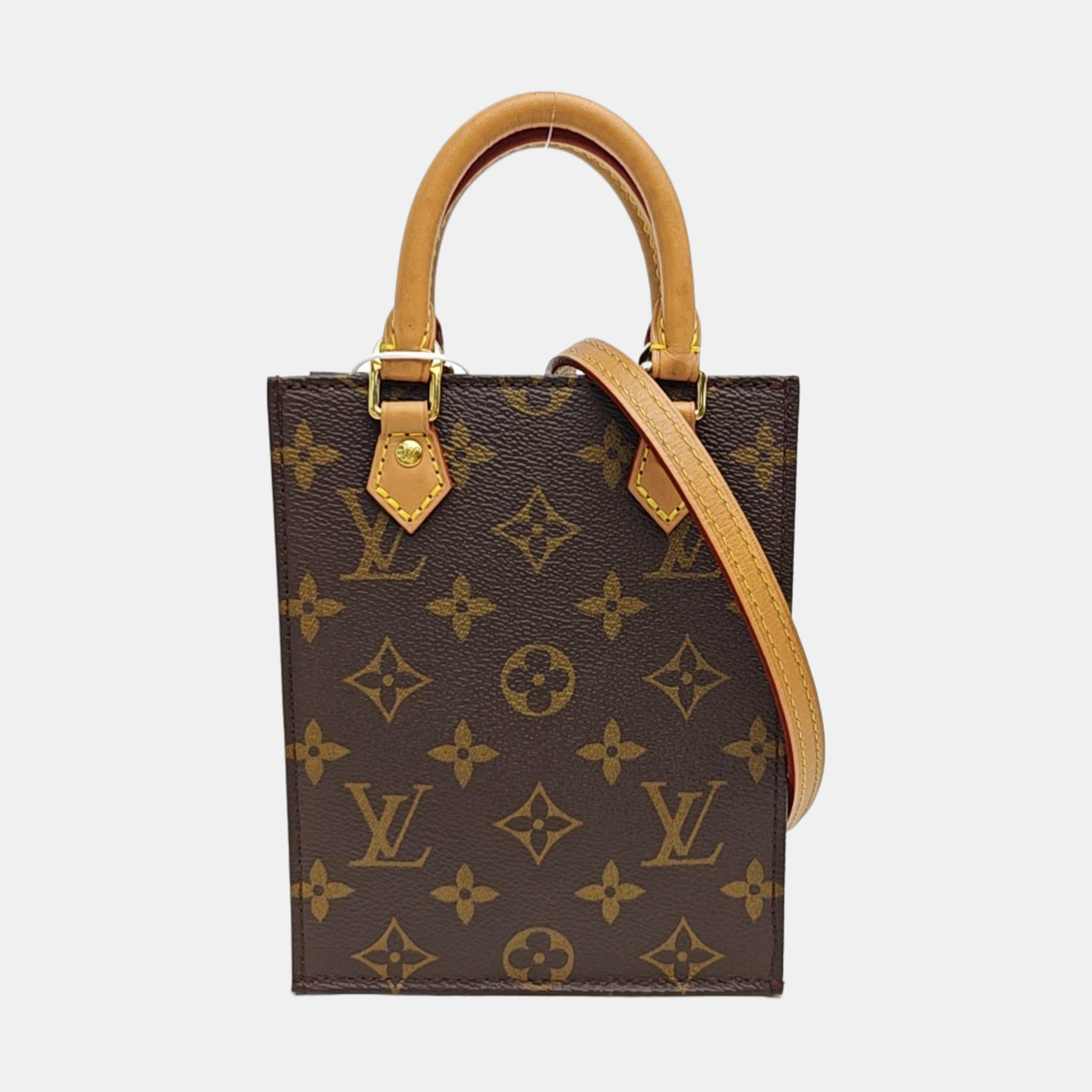SAC PLAT Mini Monogram Coated Canvas Brown