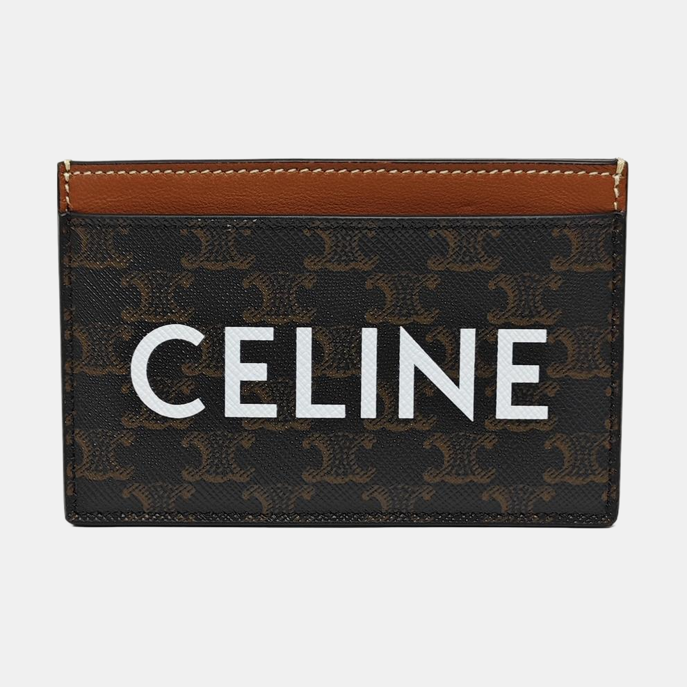 Coated Canvas Card Holder Brown