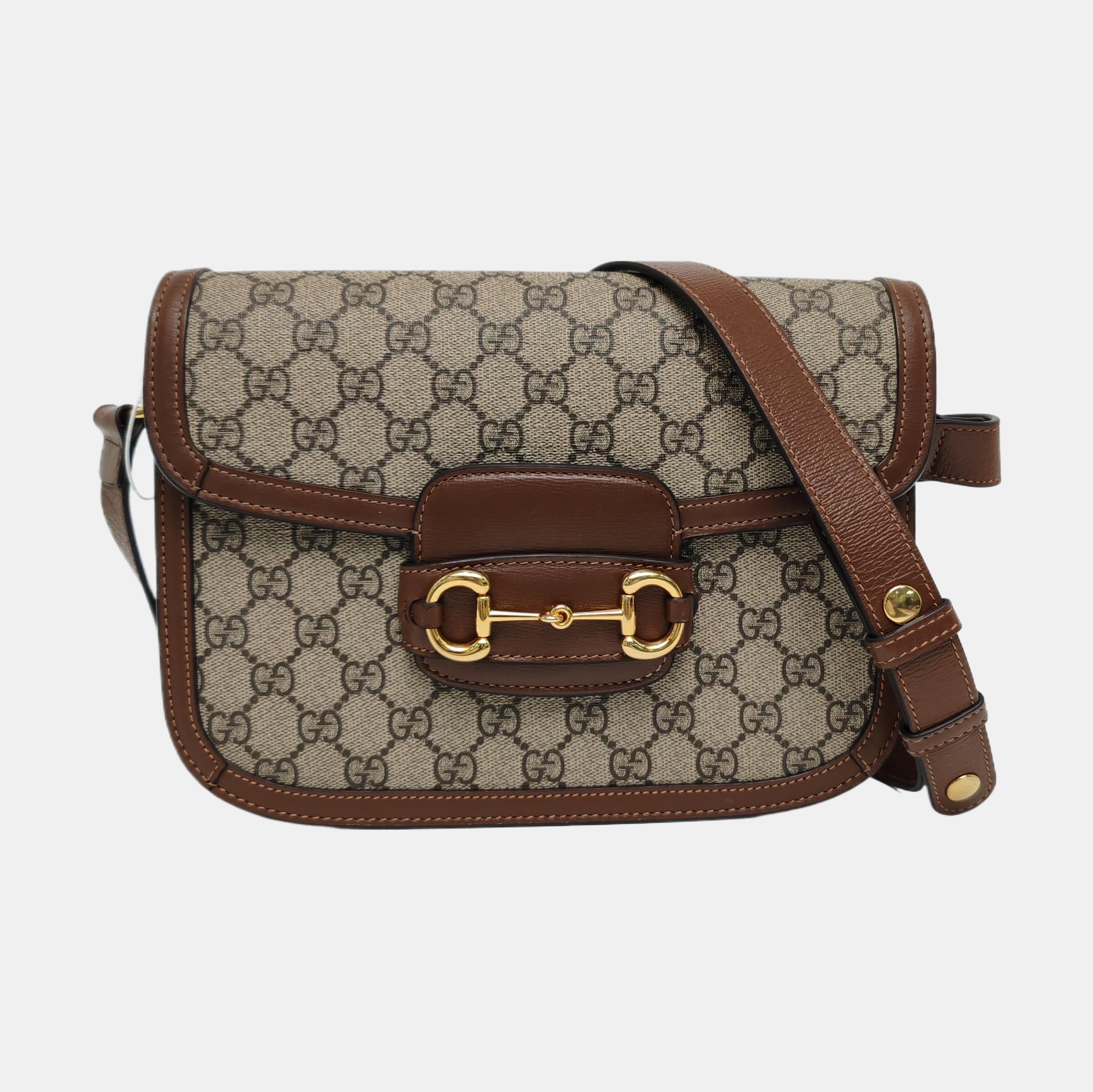 Horsebit 1955 Medium Monogram Coated Canvas Beige