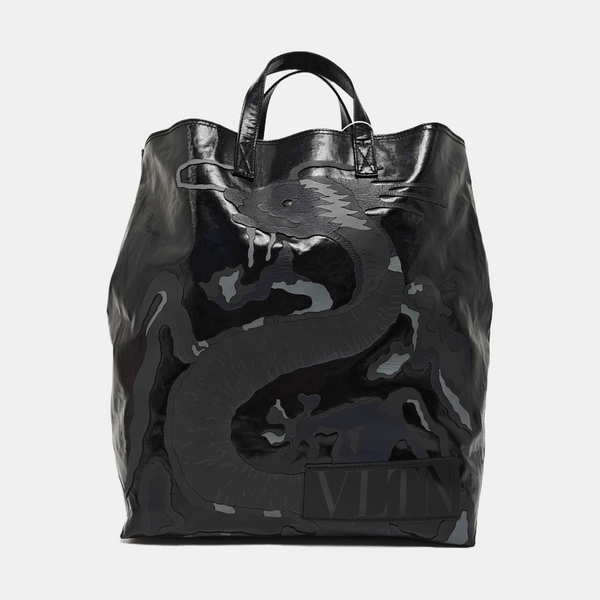 Coated Canvas Tote Bag Black
