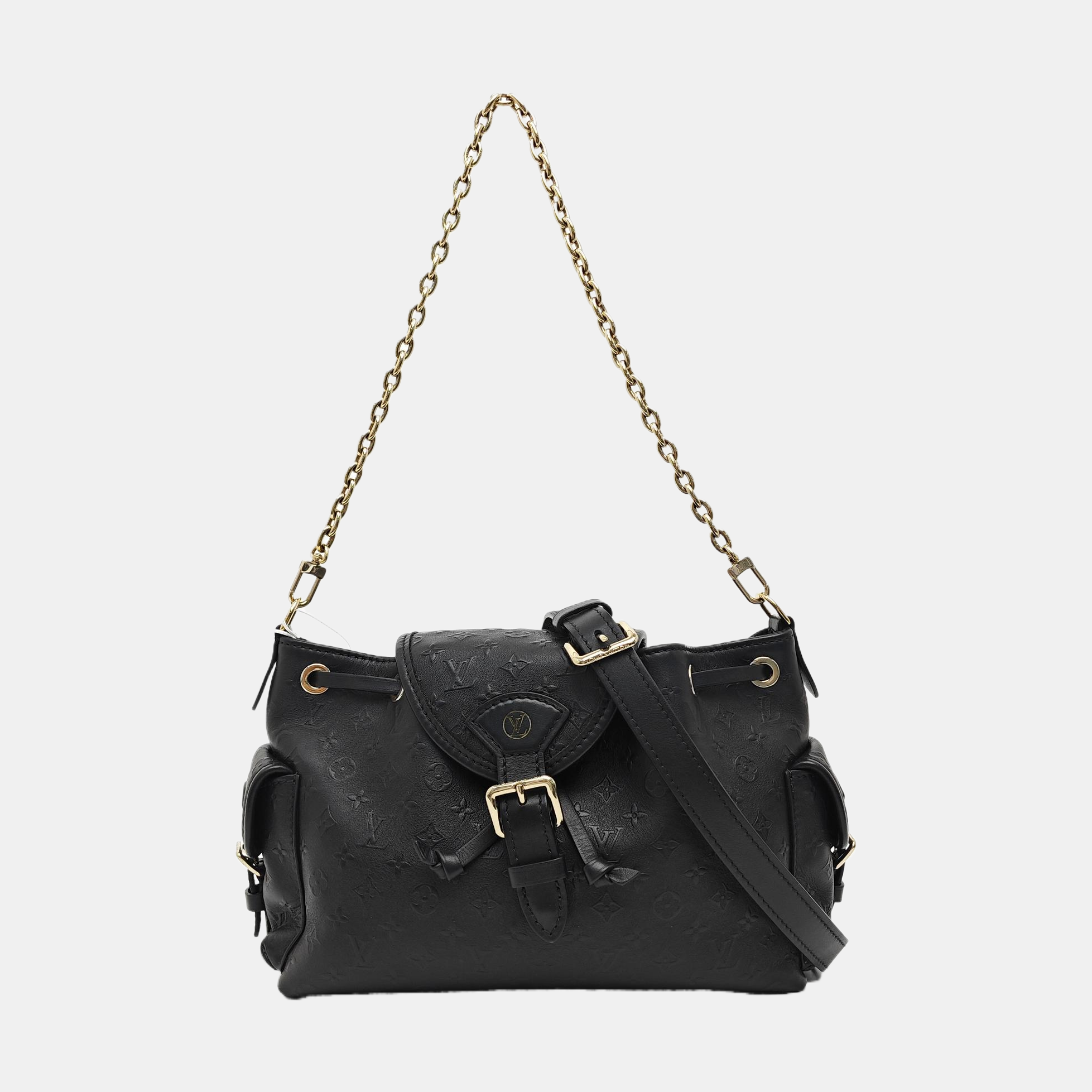 Monogram Calfskin Shoulder Bag Black