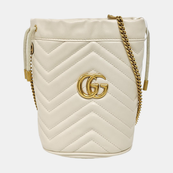 GG Marmont Mini Quilted Calfskin White