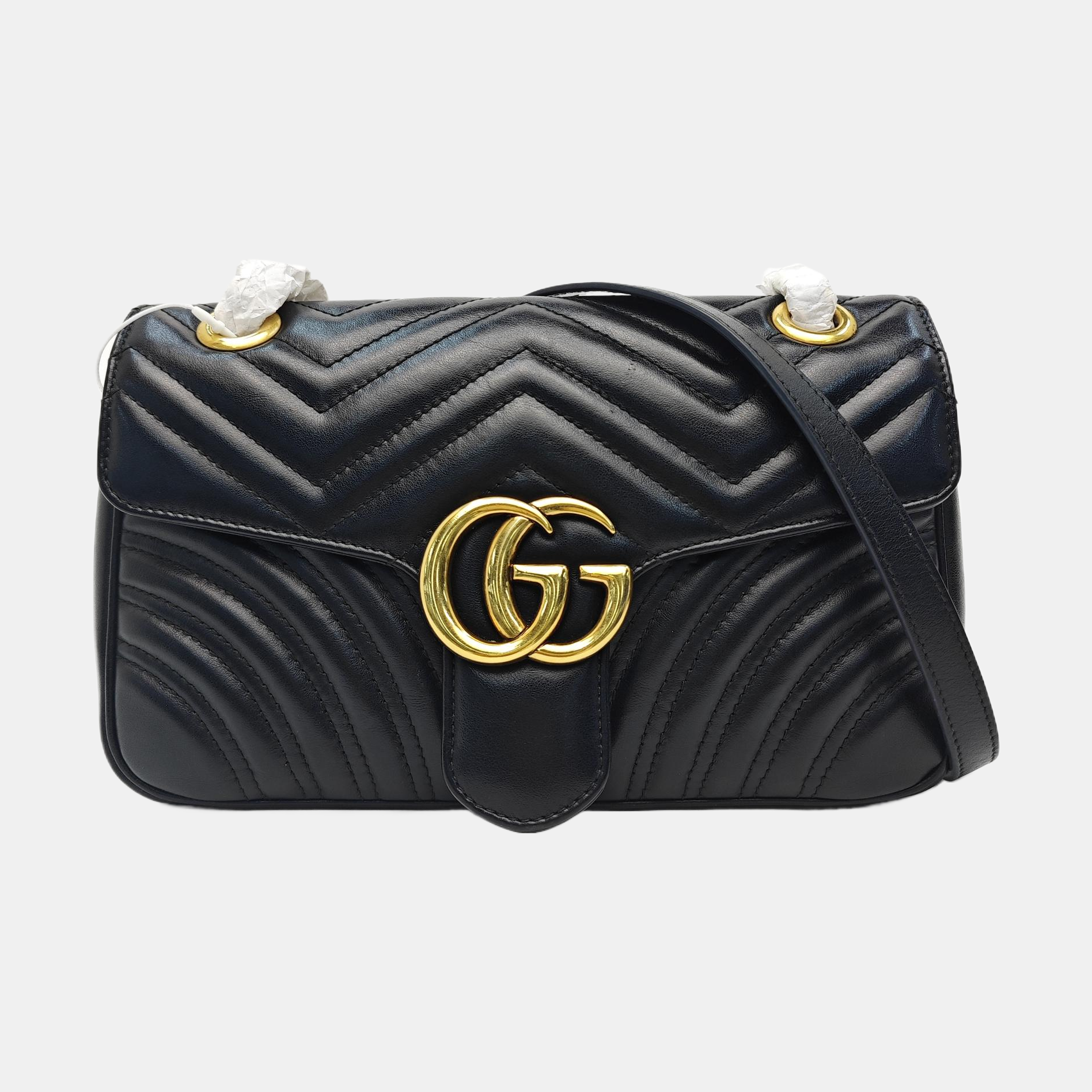 GG Marmont Medium Quilted Calfskin Black