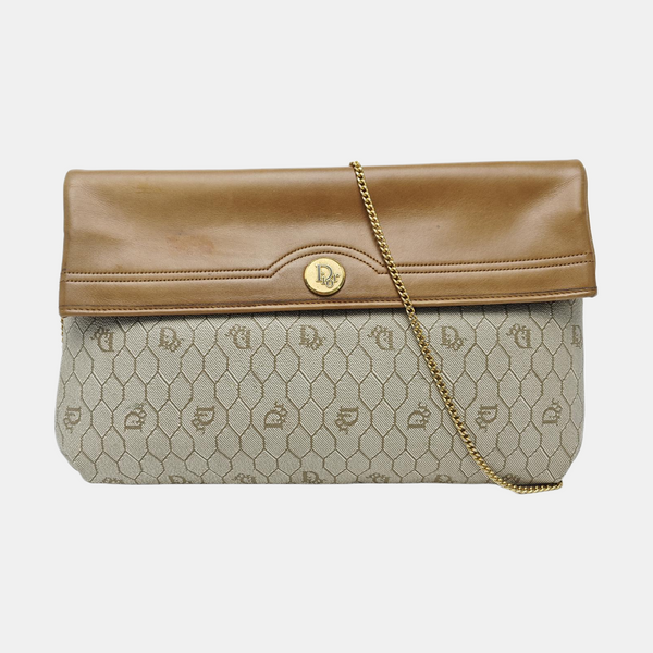 Oblique Coated Canvas Shoulder Bag Beige
