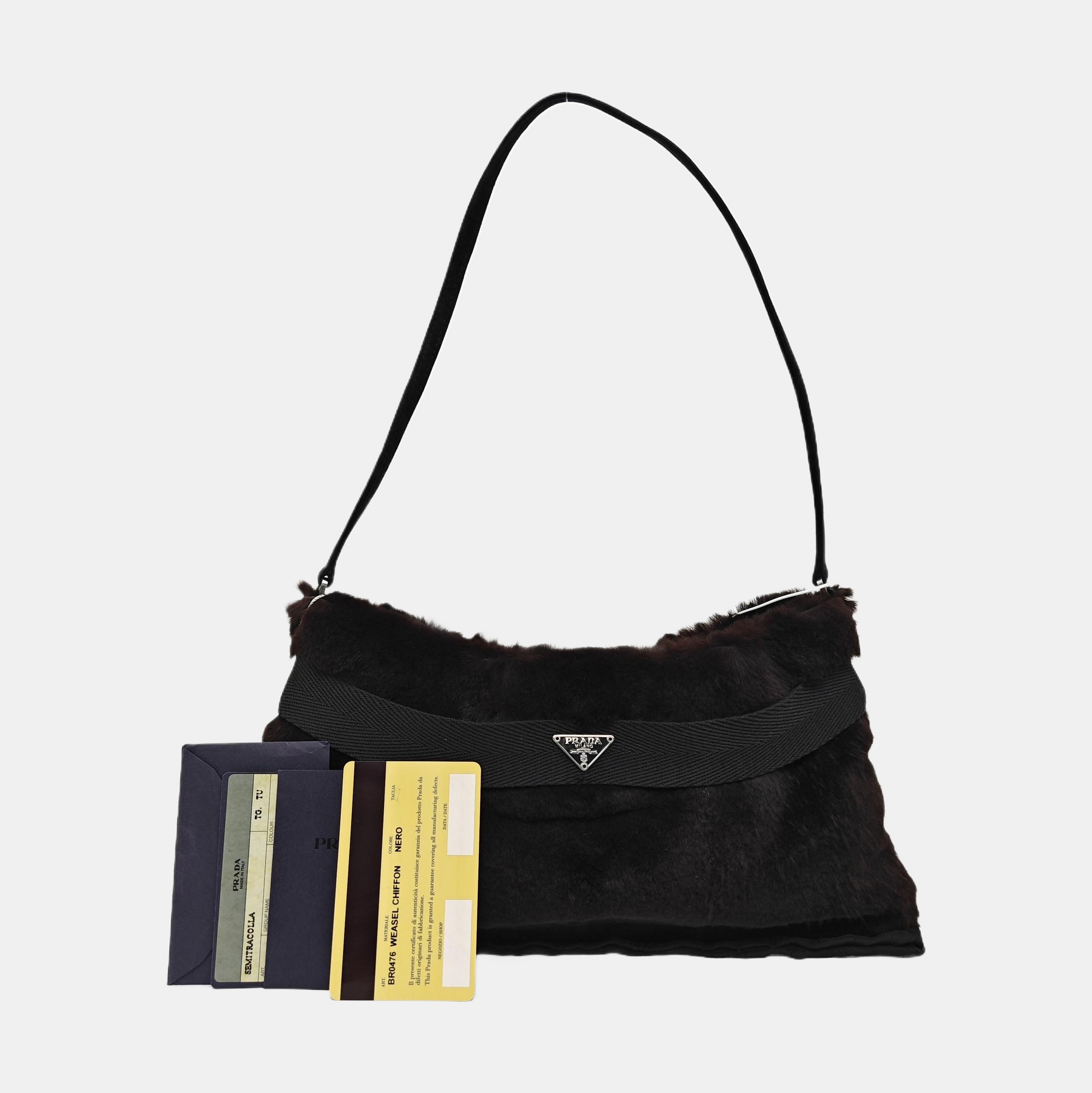 Fur Top Handle Bag Brown