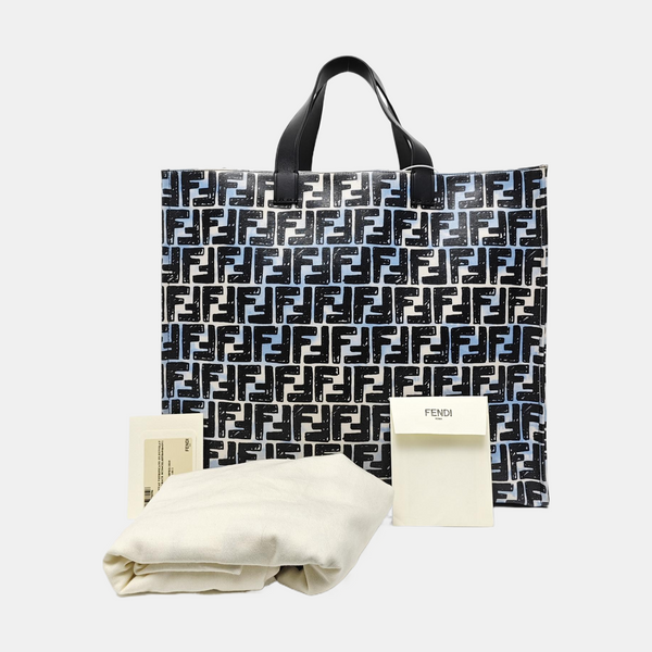 Coated Canvas Tote Bag Blue