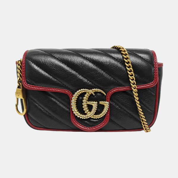GG Marmont Super Mini Quilted Calfskin Black