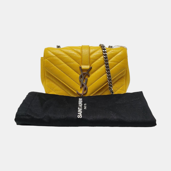 Chevron Calfskin Small Yellow