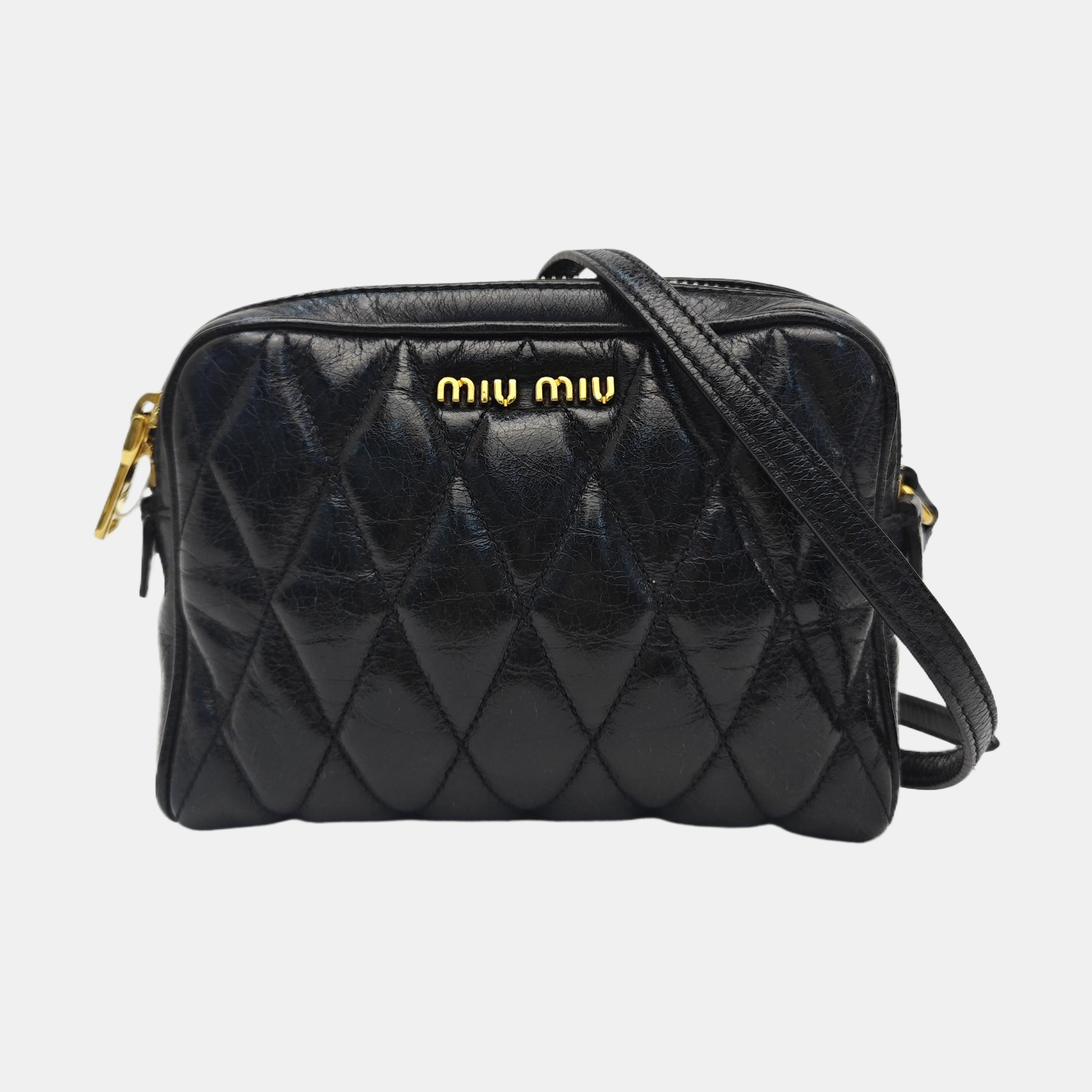 Quilted Lambskin Shoulder Bag Black
