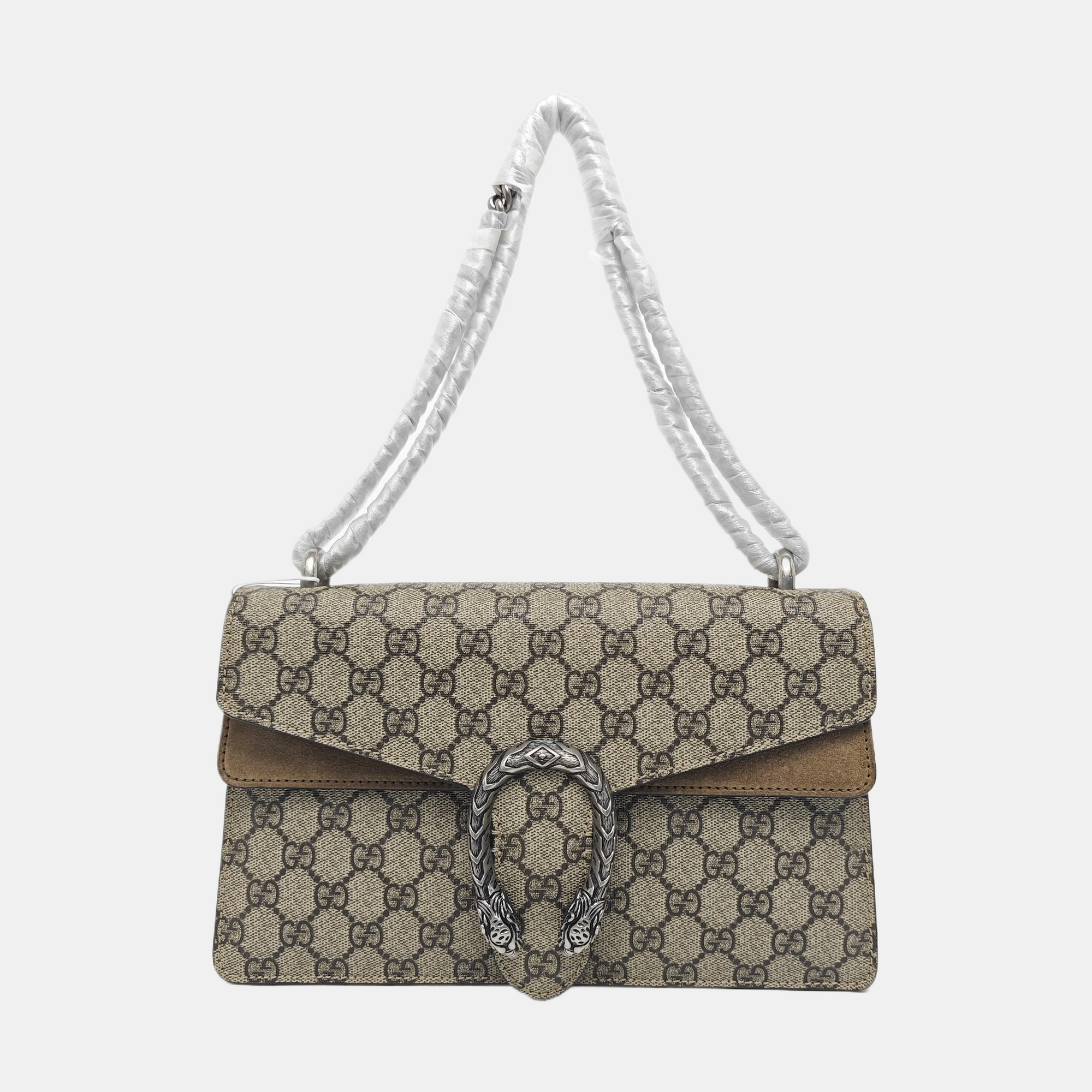 Dionysus Small Monogram Coated Canvas Beige