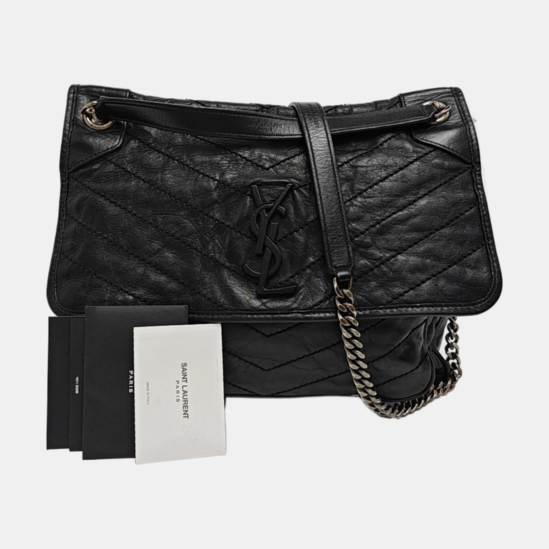 NIKI Large Chevron Calfskin Black