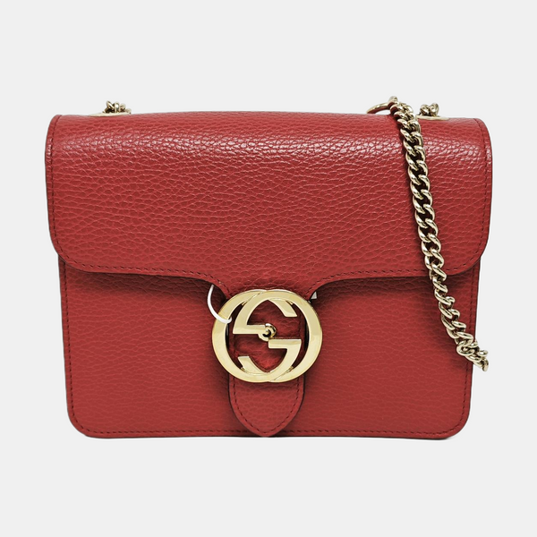 Interlocking G Small Calfskin Red
