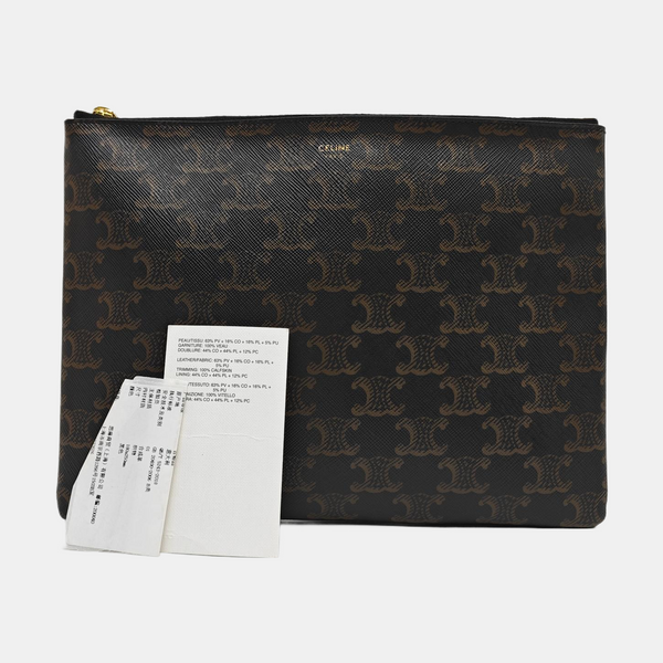 Coated Canvas Clutch Brown