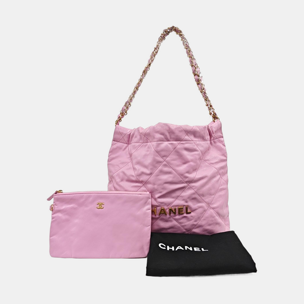 Authenticated pre-owned  CHANEL 22 Small Quilted Calfskin Pink - Tote Bag at Looply