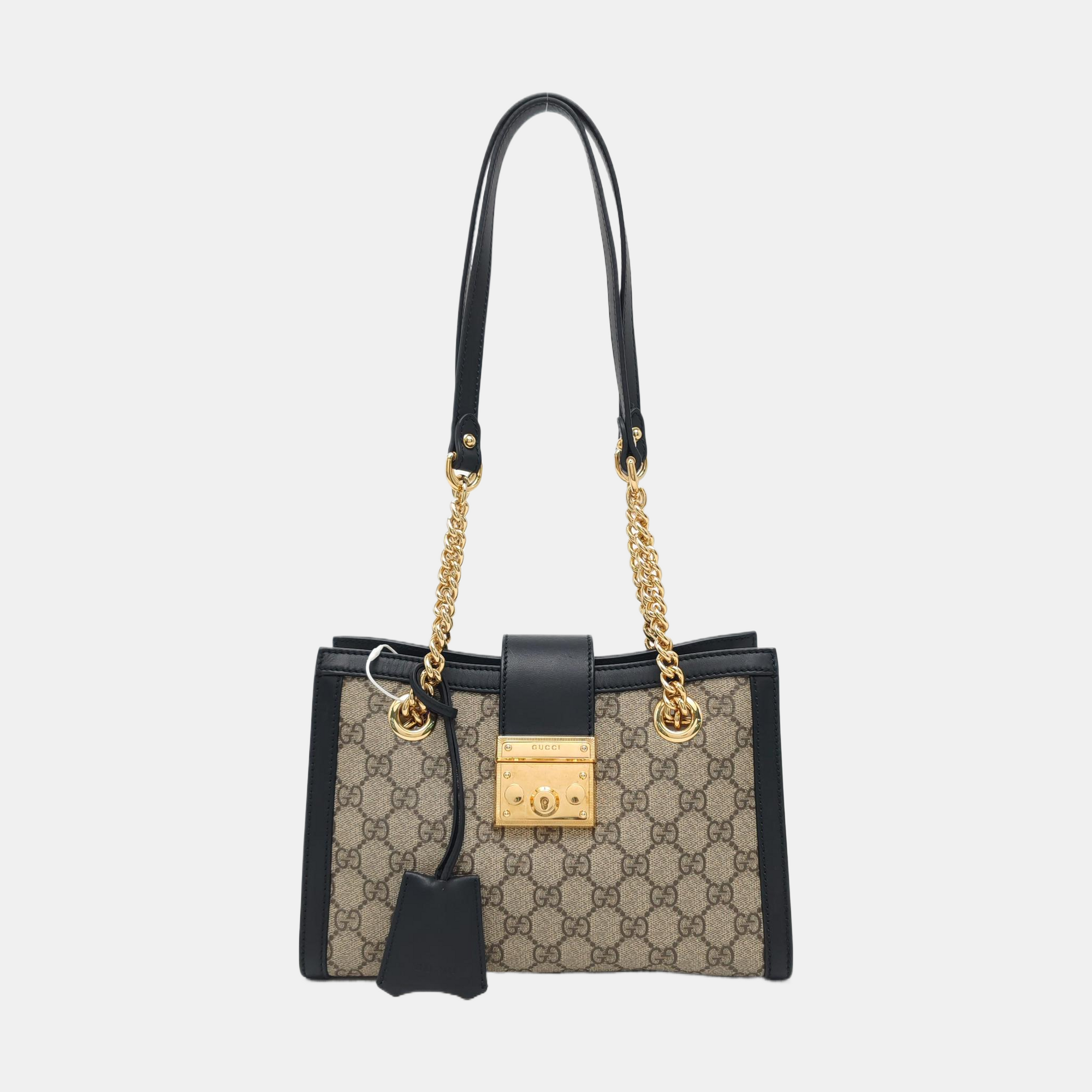 Padlock Small Monogram Coated Canvas Beige